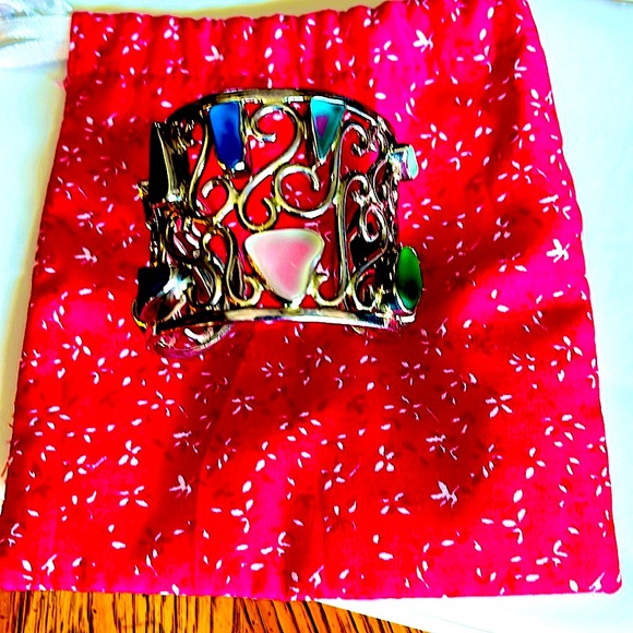 AuthenticCharles AlbertSterlingSilverCuffmulticolorSeaGlassContemporaryStunnig🔥 - Picture 11 of 12